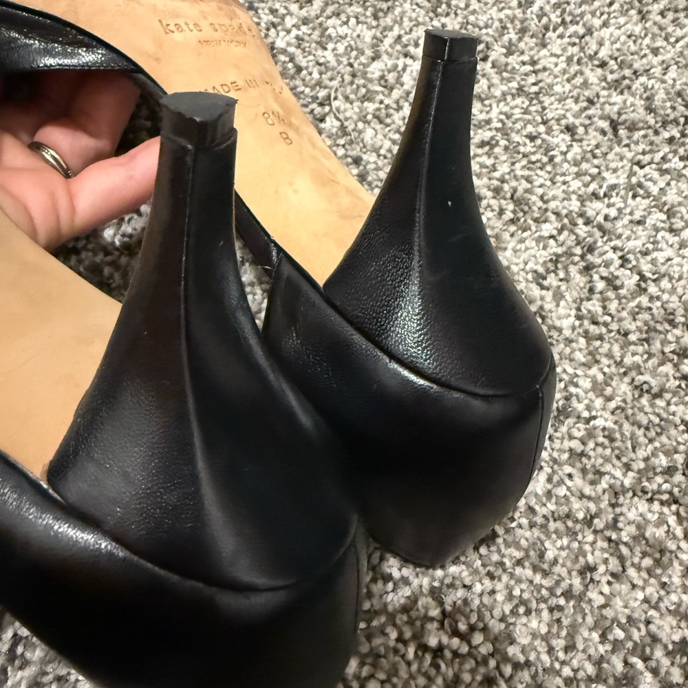 Kate Spade black kitten heel black leather shoes, women's size 8.5 - Picture 11 of 15